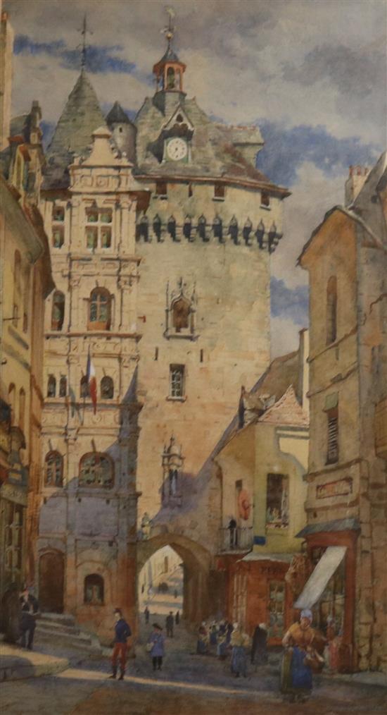 Andrew B. Donaldson (1840-1919), watercolour, Loches, 45 x 25cm